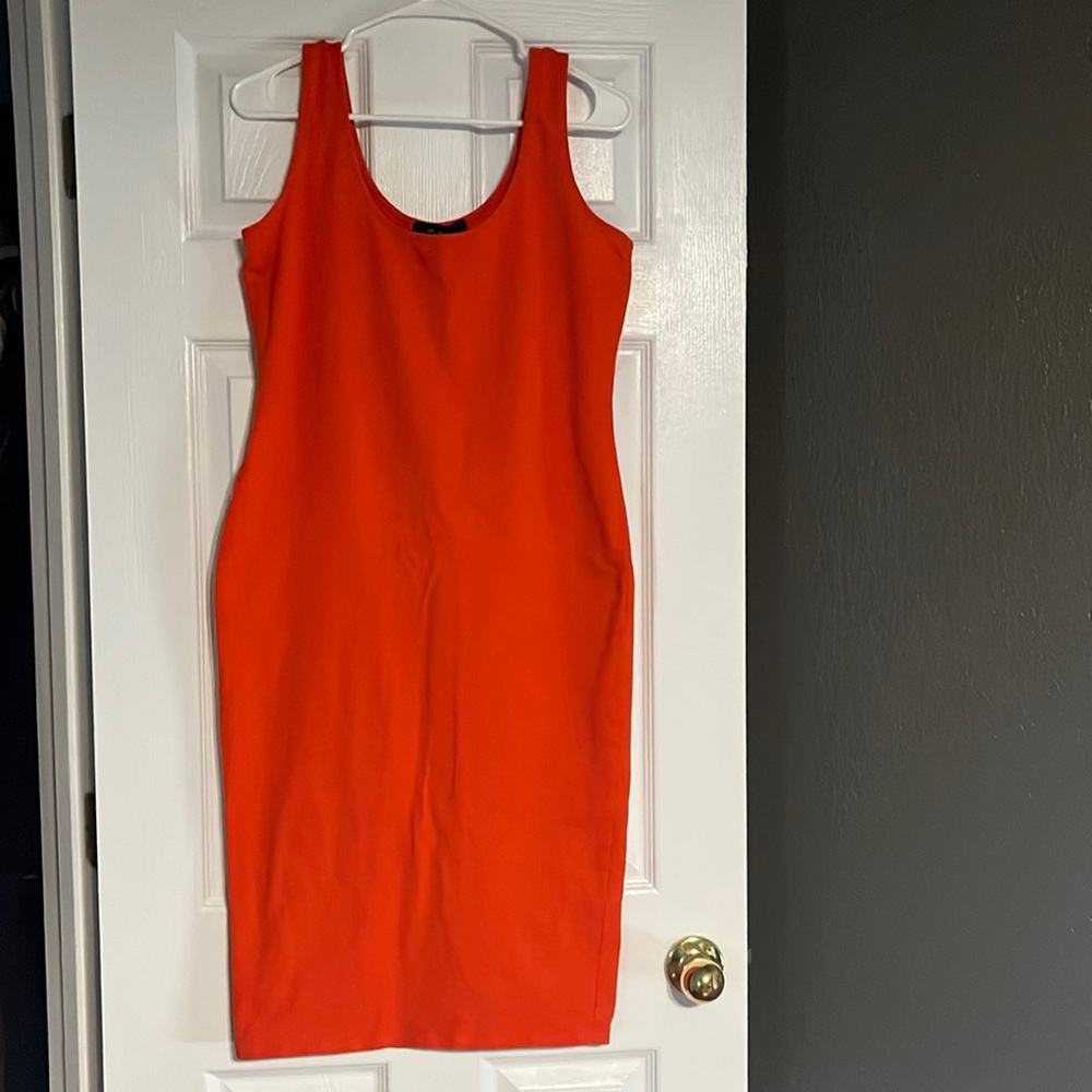 Orange MIDI Body Con Dress